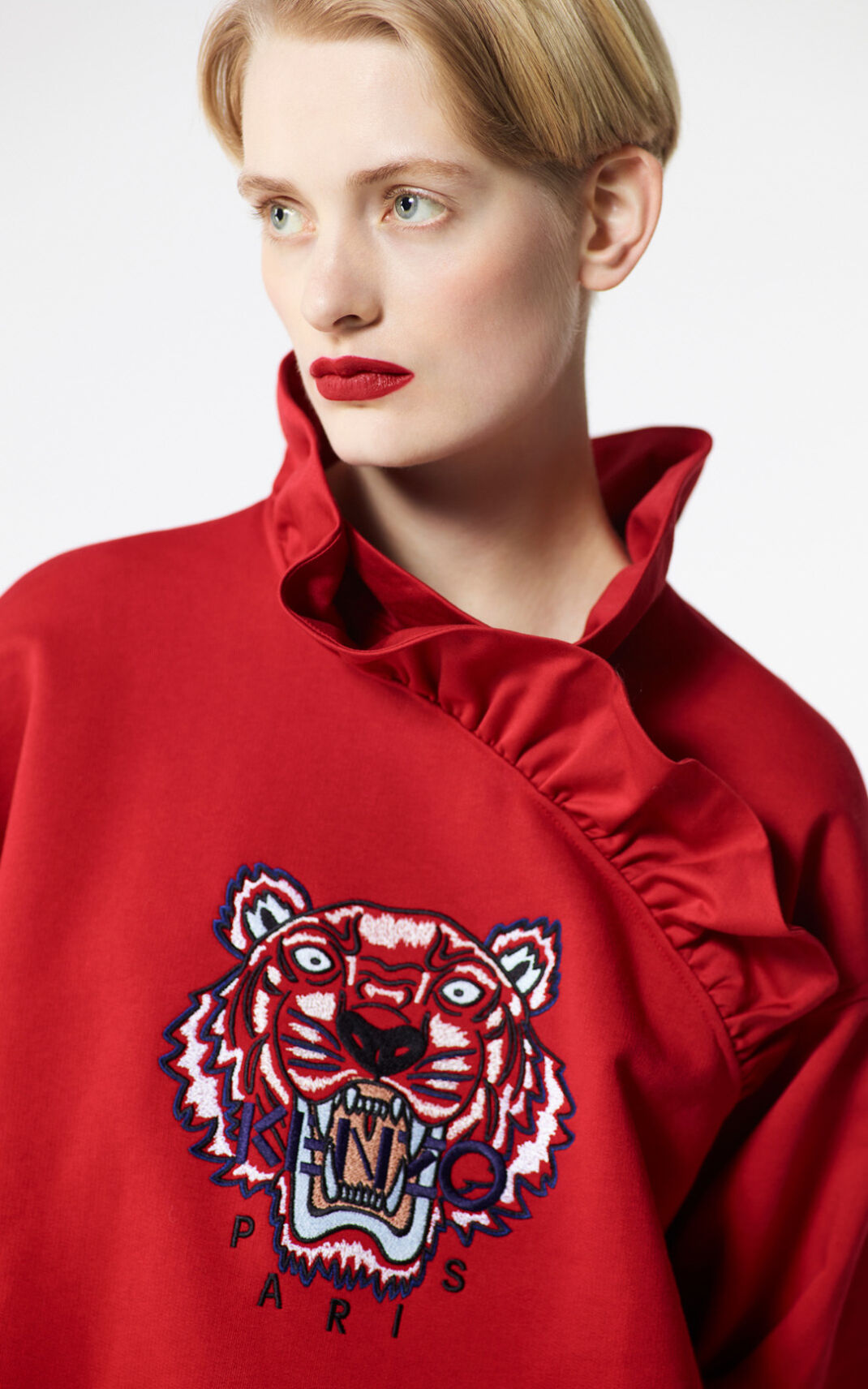 Sudadera Kenzo Frilled Tiger Mujer Rojas KEH296538